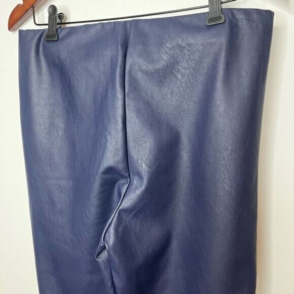 Good American XL Good Waist High Rise Pull On Faux Leather Legging Pant Navy NWT - Picture 6 of 14